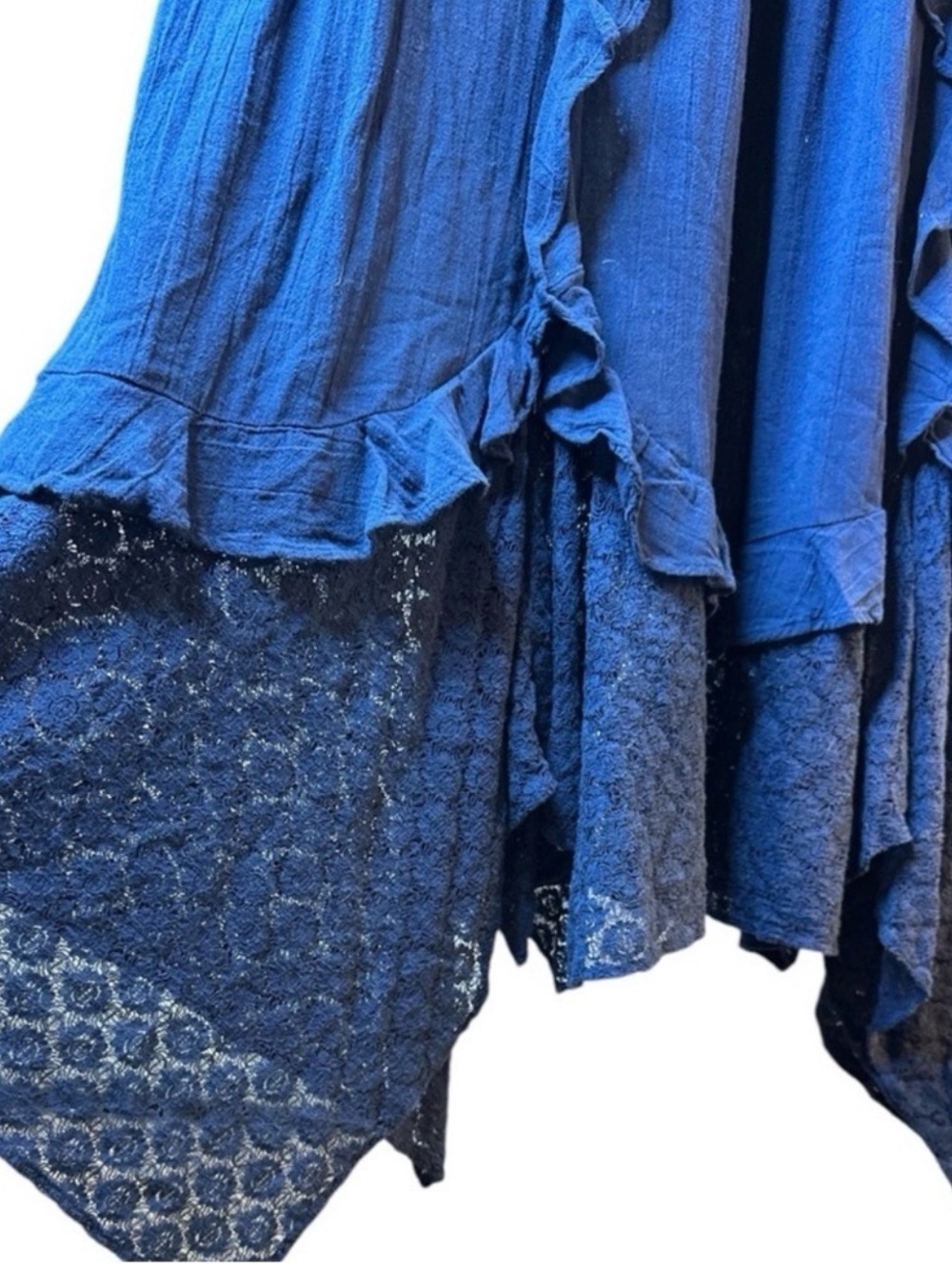 Free People Flowy Romance Navy Lace Maxi Dress Whympsy Ethereal Cottagecore SZ M - Picture 8 of 10